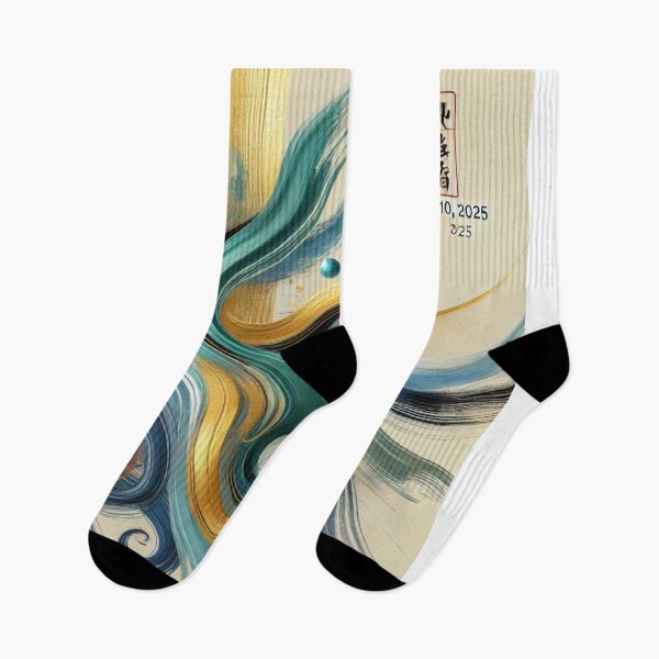 Item preview, “Golden Current – Turquoise, Blue & Coral in Motion” designed and sold by Zenlines by Ralf Gradl.