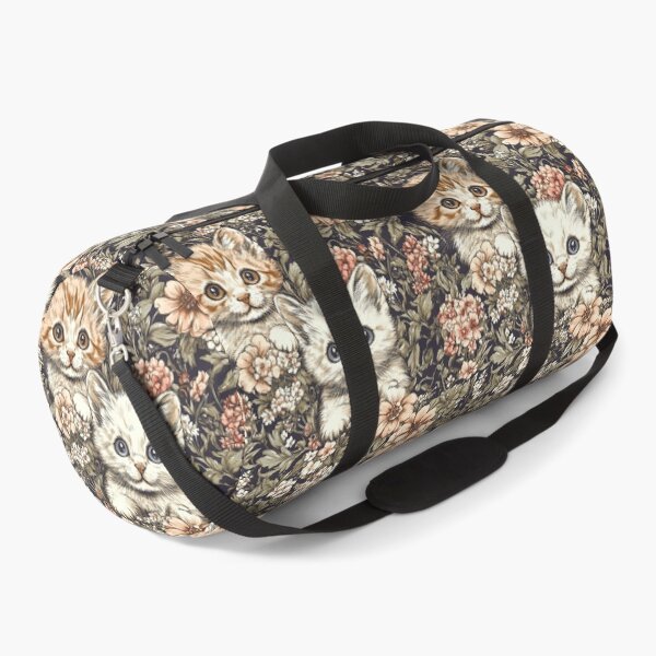 Item preview, Peach and White Kittens in Dark Floral Garden, Vintage Style, Sweet and Charming Scene designed and sold by ArtifactVault.
