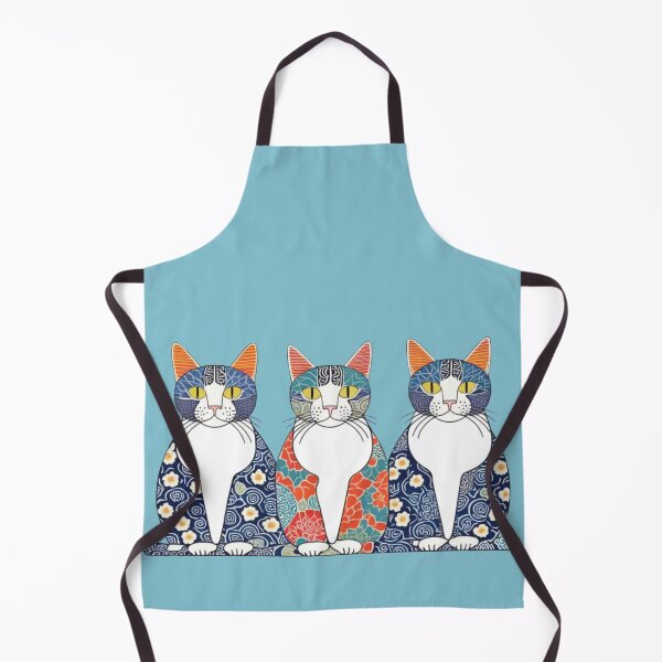Item preview, Floral Navy and Red Cats – Japanese Patterned Trio designed and sold by LEO'S CREATURE れおずくりーちゃー.
