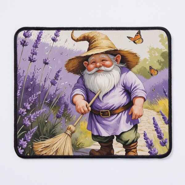 Item preview, Lavender Field Sweeper – Cottagecore Summer Gnome Art designed and sold by Deezyned.