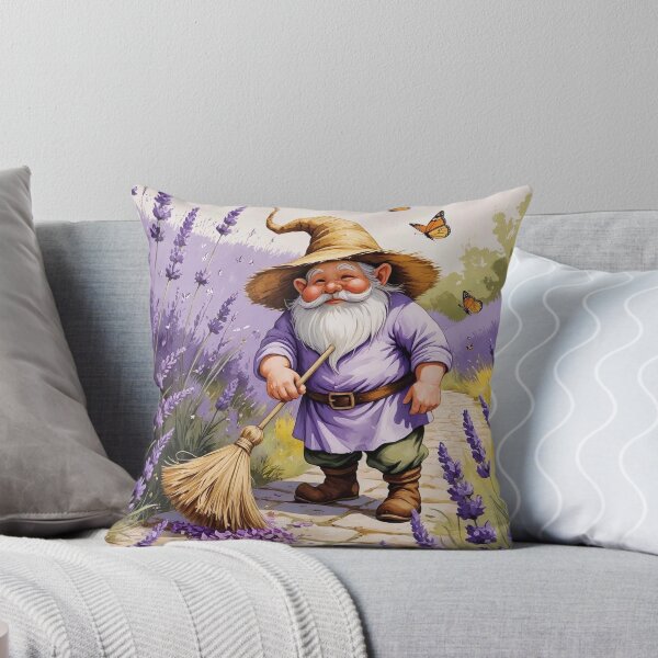 Item preview, Lavender Field Sweeper – Cottagecore Summer Gnome Art designed and sold by Deezyned.