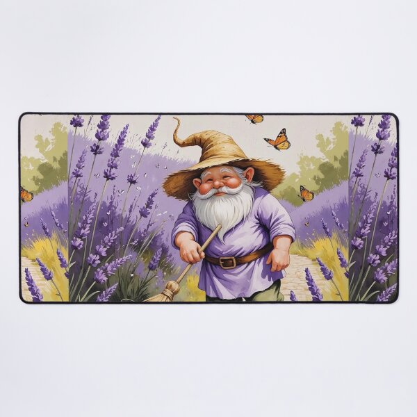 Item preview, Lavender Field Sweeper – Cottagecore Summer Gnome Art designed and sold by Deezyned.