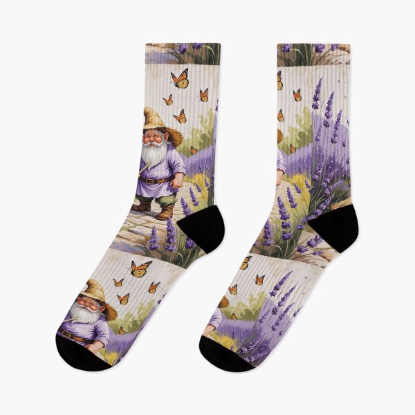 Item preview, Lavender Field Sweeper – Cottagecore Summer Gnome Art designed and sold by Deezyned.