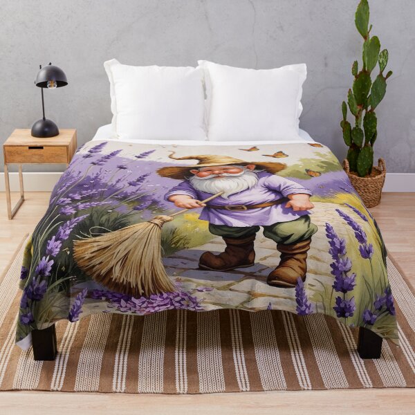 Item preview, Lavender Field Sweeper – Cottagecore Summer Gnome Art designed and sold by Deezyned.