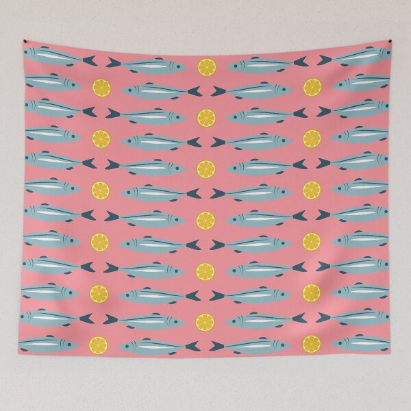 Item preview, Fish and Lemon Pattern on Red and White Backgrounds designed and sold by Artchyzh.