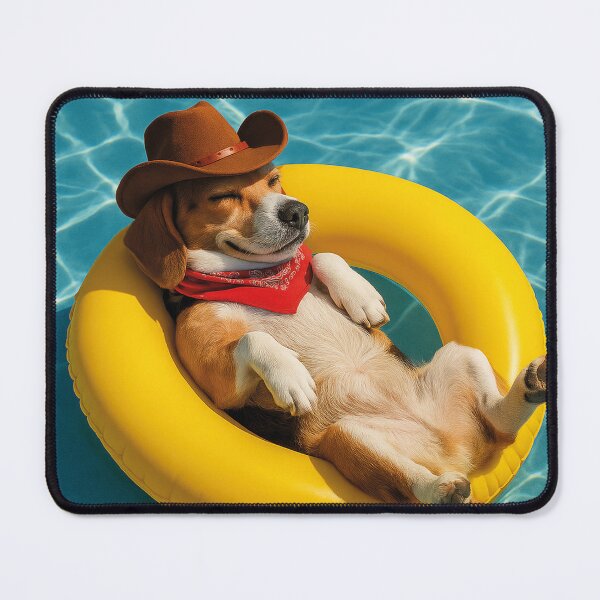Item preview, funny cowboy dog with swimming ring designed and sold by Mauswohn.