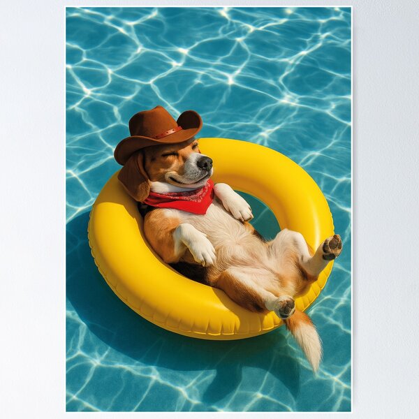 Item preview, funny cowboy dog with swimming ring designed and sold by Mauswohn.