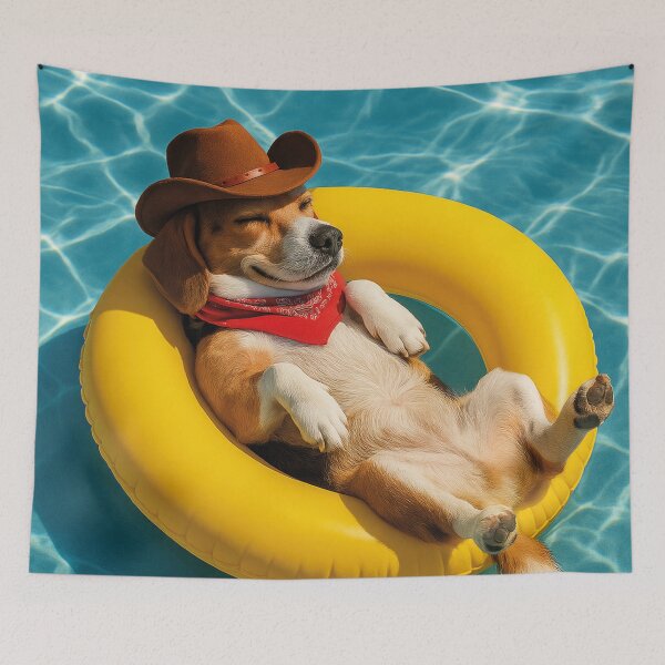 Item preview, funny cowboy dog with swimming ring designed and sold by Mauswohn.