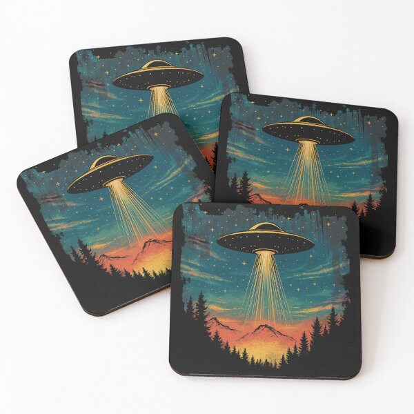 Item preview, Retro UFO Encounter in the Forest at Sunset designed and sold by TeeJungleStudio.