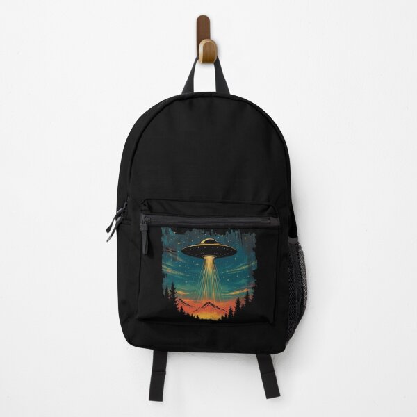 Item preview, Retro UFO Encounter in the Forest at Sunset designed and sold by TeeJungleStudio.