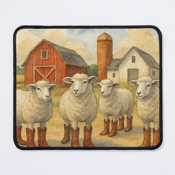 Item preview, funny sheep in cowboy boots designed and sold by Mauswohn.
