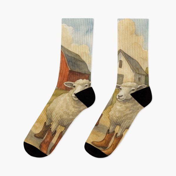 Item preview, funny sheep in cowboy boots designed and sold by Mauswohn.