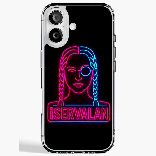 Cyan and Pink Lady with Monocle Neon Collection Tale Teller Club Merch iPhone Soft Case