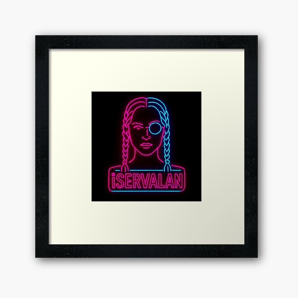 Cyan and Pink Lady with Monocle Neon Collection Tale Teller Club Merch Framed Art Print