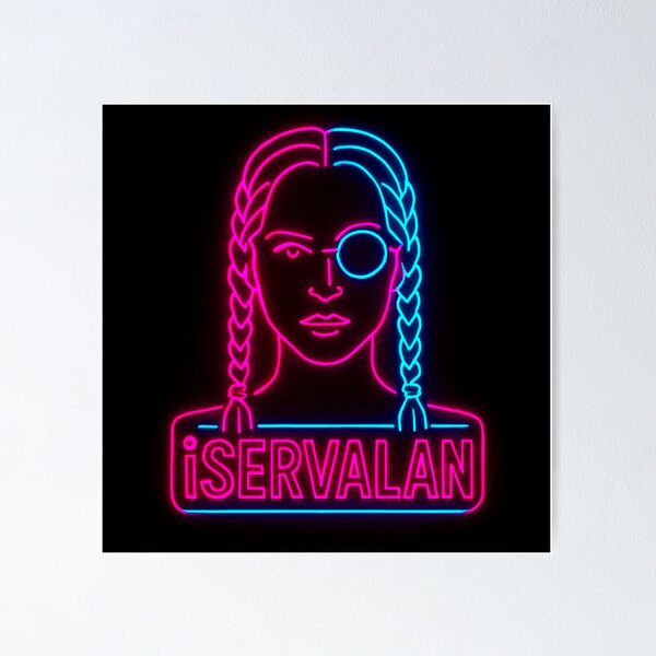 Cyan and Pink Lady with Monocle Neon Collection Tale Teller Club Merch Poster