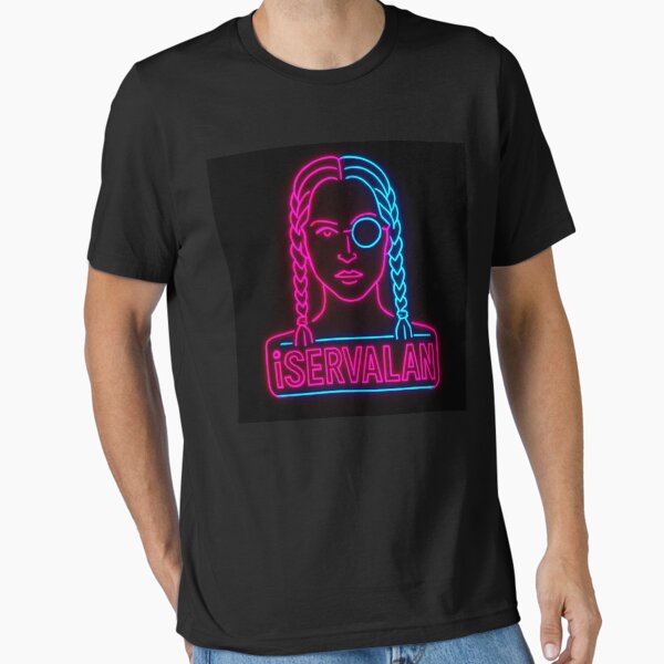 Cyan and Pink Lady with Monocle Neon Collection Tale Teller Club Merch Essential T-Shirt