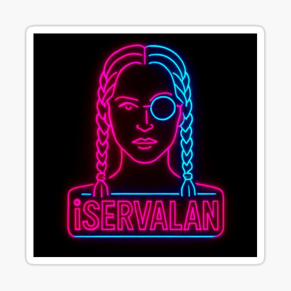 Cyan and Pink Lady with Monocle Neon Collection Tale Teller Club Merch Sticker