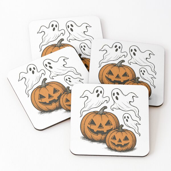 Item preview, HALLOWEEN TWO ORANGE PUMPKINS AND GHOSTS designed and sold by infinitearte.