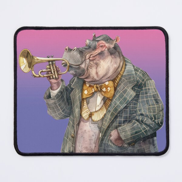 Item preview, funny hippo playing the trumpet designed and sold by Mauswohn.