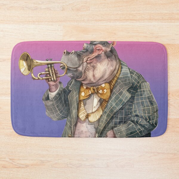 Item preview, funny hippo playing the trumpet designed and sold by Mauswohn.