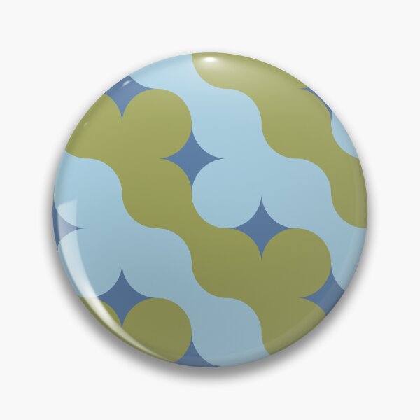 Item preview, Retro Geometric Waves Light Blue Olive Green Blue Medium Scale designed and sold by lamaddalena.
