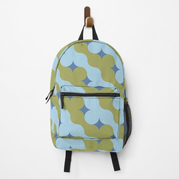Item preview, Retro Geometric Waves Light Blue Olive Green Blue Medium Scale designed and sold by lamaddalena.