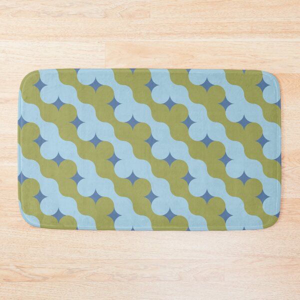 Item preview, Retro Geometric Waves Light Blue Olive Green Blue Medium Scale designed and sold by lamaddalena.