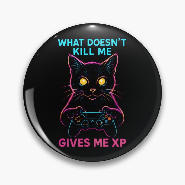 Item preview, Neon Gamer Cat – "What Doesn’t Kill Me Gives Me XP" Funny Gaming T-Shirt designed and sold by Lukasz Kobylka.