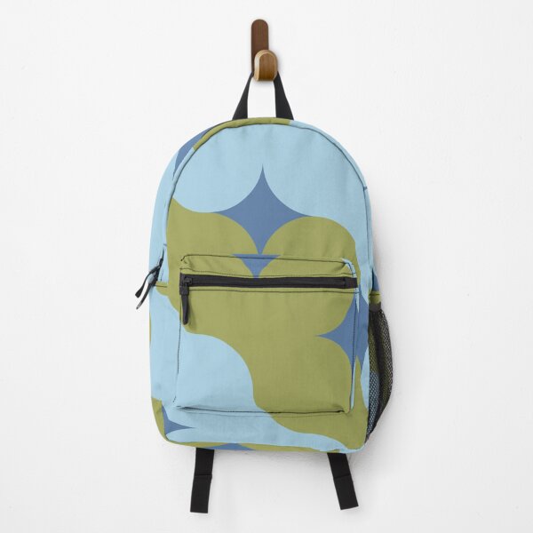 Item preview, Retro Geometric Waves Light Blue Olive Green Blue Big Scale designed and sold by lamaddalena.