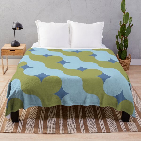 Item preview, Retro Geometric Waves Light Blue Olive Green Blue Big Scale designed and sold by lamaddalena.
