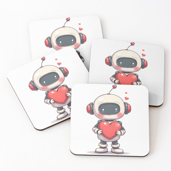 Item preview, Tiny Robot Holding Heart – Cute Chibi Robot Illustration designed and sold by Mr-Slow.