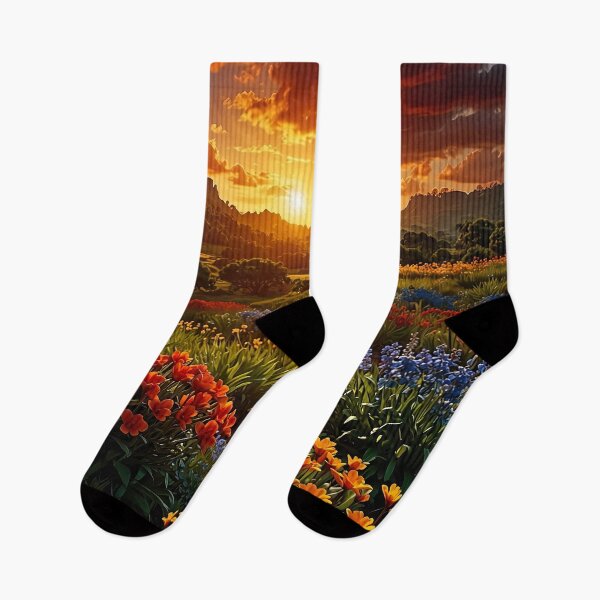 Item preview, Sunset over a blooming valley designed and sold by PixelParadies.