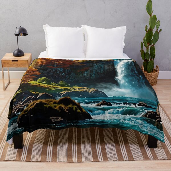 Item preview, Autumn waterfall under the starry sky designed and sold by PixelParadies.