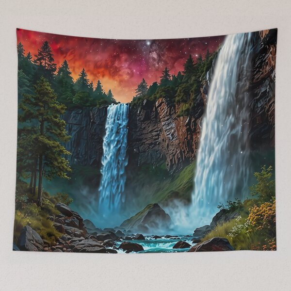 Item preview, Double waterfall under the Milky Way designed and sold by PixelParadies.