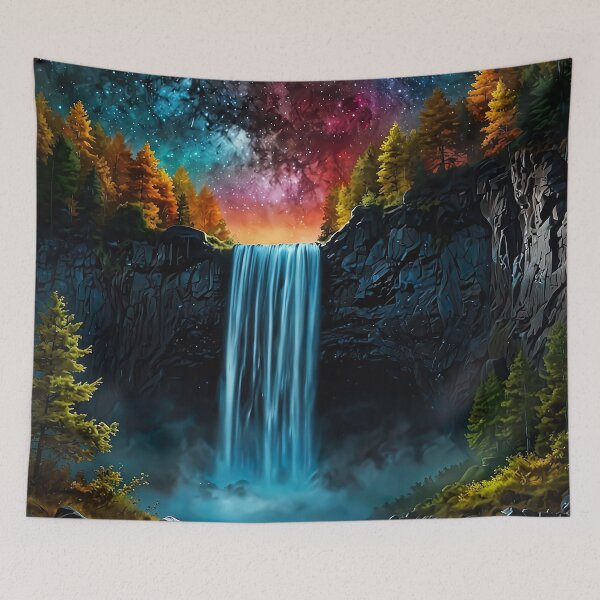 Item preview, Autumn waterfall under the Milky Way designed and sold by PixelParadies.