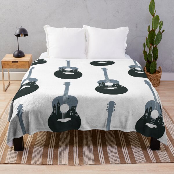 Aperçu de l'œuvre T-shirt minimaliste avec silhouette urbaine et guitare – Urban Music Design créée et vendue par HAFIZ-DP.