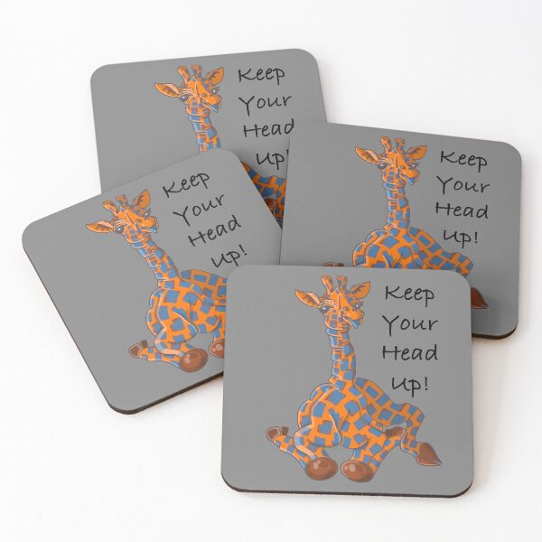 Item preview, Keep your head up. Baby Giraffe cartoon. Orange and blue designed and sold by DebbieJoyArt.