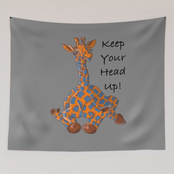Item preview, Keep your head up. Baby Giraffe cartoon. Orange and blue designed and sold by DebbieJoyArt.