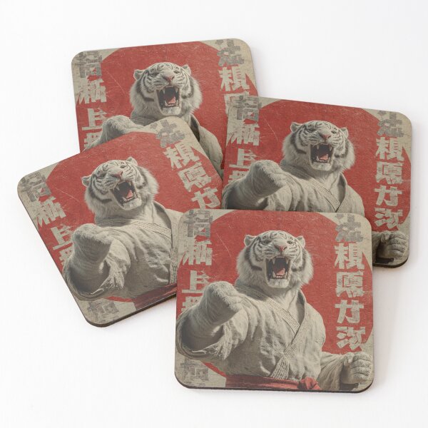 Item preview, White Tiger Karate Warrior – Vintage Japanese Martial Arts Poster designed and sold by MooDigitalArt.