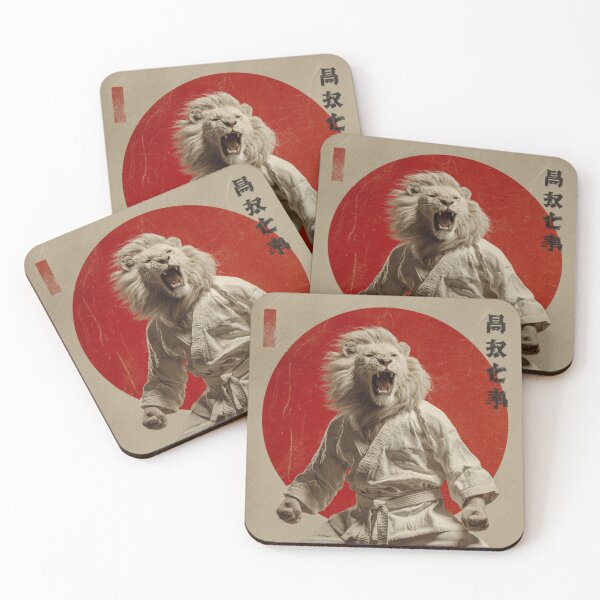Item preview, Karate White Lion Poster – Vintage Japanese Martial Arts Wall Art designed and sold by MooDigitalArt.