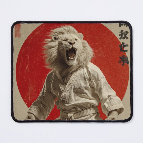 Item preview, Karate White Lion Poster – Vintage Japanese Martial Arts Wall Art designed and sold by MooDigitalArt.