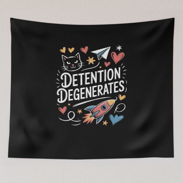 Item preview, Detention Degenerates – Chalk Doodle Rebellious Cat Design designed and sold by MissRasheedHam.