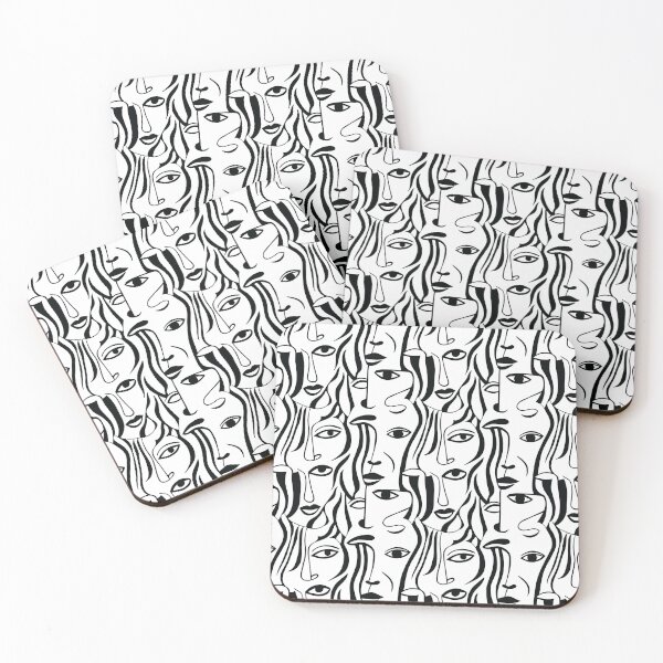 Item preview, Abstract Faces Line Art – Minimalist Continuous Pattern designed and sold by Twinkle-SS.