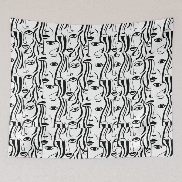 Item preview, Abstract Faces Line Art – Minimalist Continuous Pattern designed and sold by Twinkle-SS.