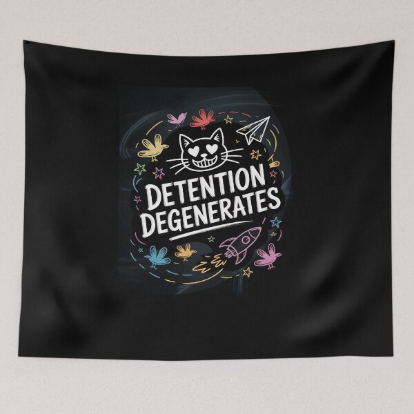 Item preview, Detention Degenerates – Chalk Doodle Rebellious Cat Design designed and sold by MissRasheedHam.