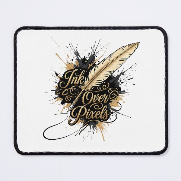Item preview, Ink Over Pixels — Gold Quill Calligraphy Ink-Splash Design designed and sold by CorBas87.