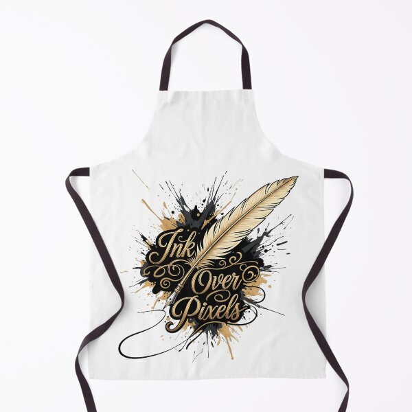 Item preview, Ink Over Pixels — Gold Quill Calligraphy Ink-Splash Design designed and sold by CorBas87.
