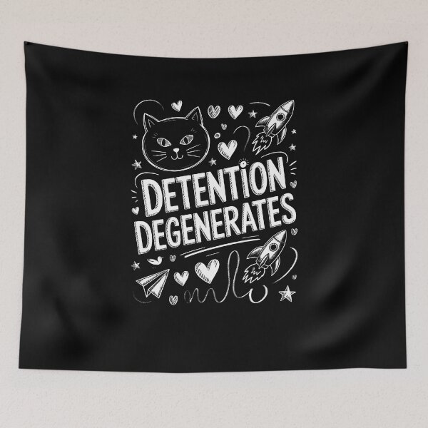 Item preview, Detention Degenerates – Chalk Doodle Rebellious Cat Design designed and sold by MissRasheedHam.