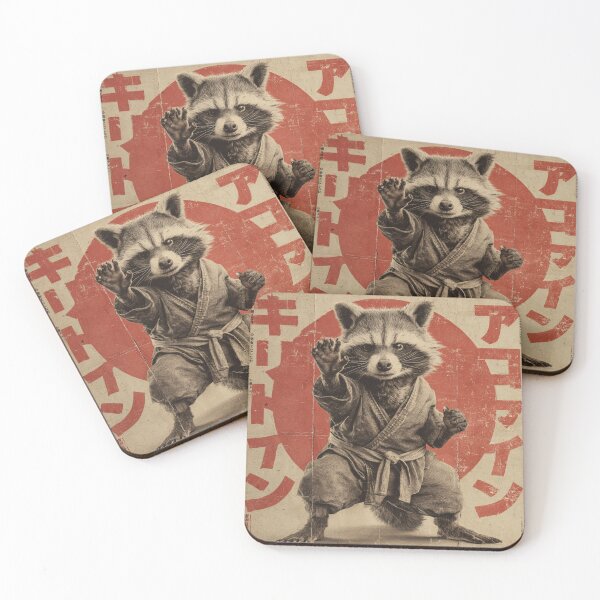 Item preview, Karate Raccoon Poster – Vintage Japanese Martial Arts Wall Art designed and sold by MooDigitalArt.