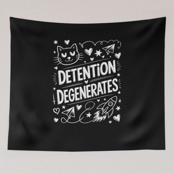 Item preview, Detention Degenerates – Chalk Doodle Rebellious Cat Design designed and sold by MissRasheedHam.